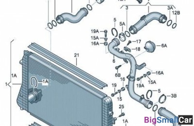 Патрубок напорный VAG 3C0145832J Левый нижний